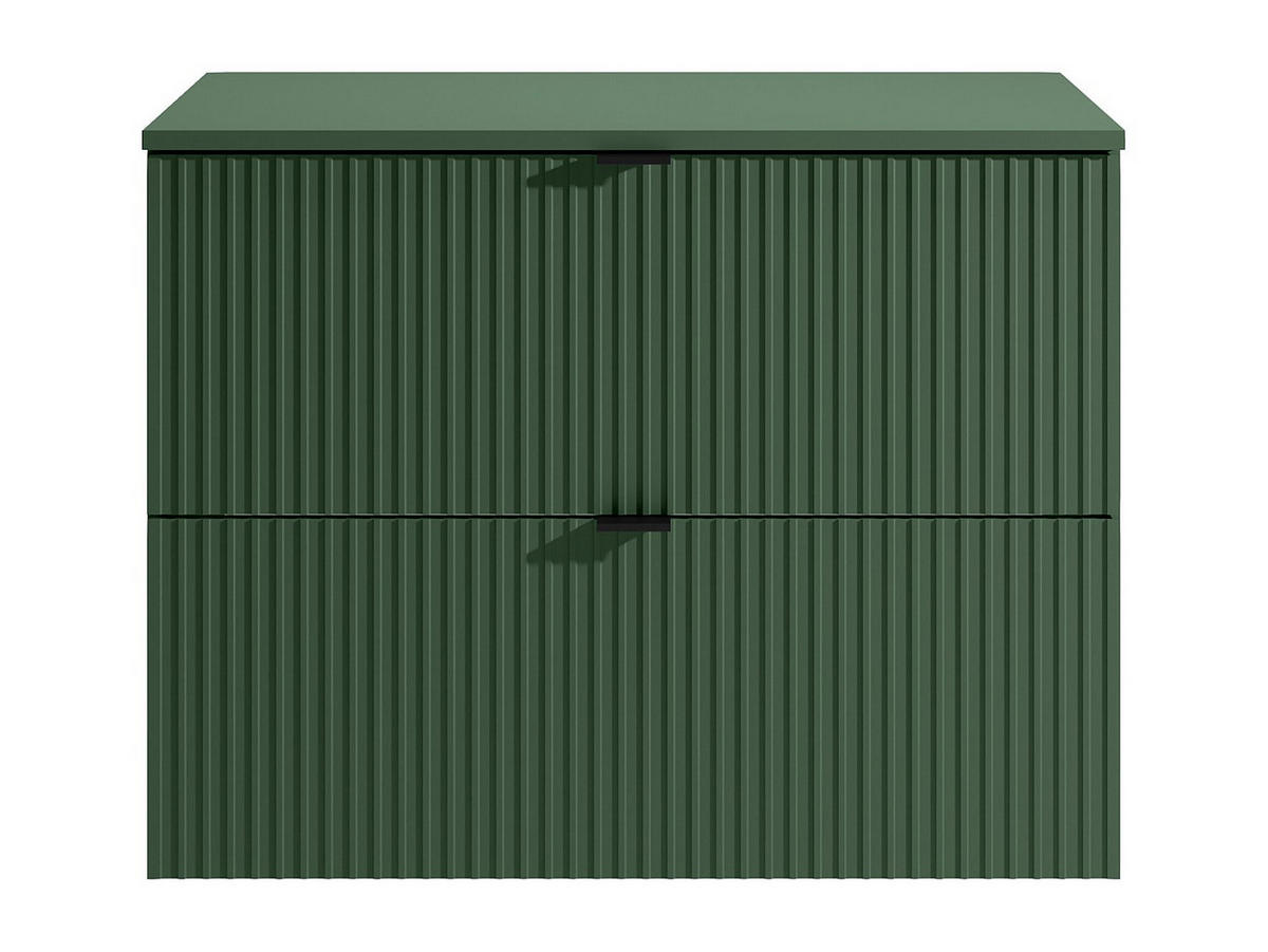 WASCHBECKENUNTERSCHRANK hängend unter Waschbecken mit Ablageplatte - Streifenoptik - Grün matt - 80 cm - ZEVINI - Grün, Holz (80/60/47cm) - Vente-Unique