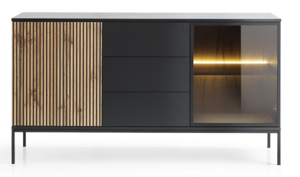 SIDEBOARD Weiß KSZ154 Mit LED-Beleuchtung - Multicolor, Holzwerkstoff (154/83/39cm) - Sepro Meble