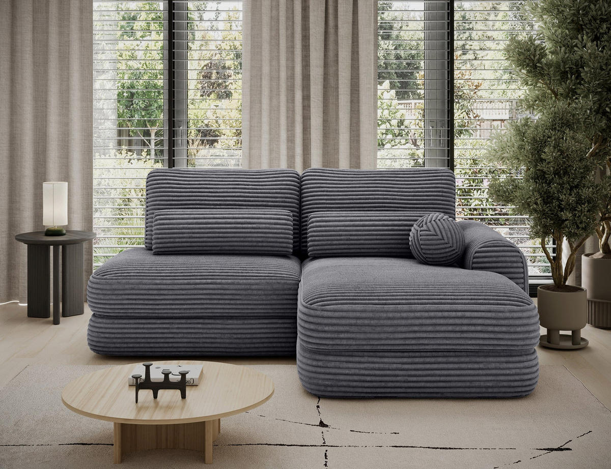 ECKSOFA RIPELI L-Form mit Schlaffunktion & Bettkasten – Modernes 3-Sitzer Sofa, Wellenfederung, 217 × 175 cm - Schwarz/Grau, Kunststoff (175/217cm) - Wohnideebilder