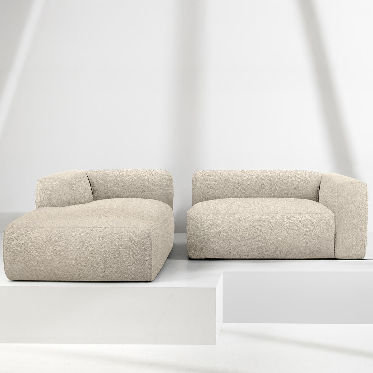 ECKSOFA LINKS BUFFO, Hellbeige - Beige, Holz/Holzwerkstoff (225/176cm) - KONSIMO®