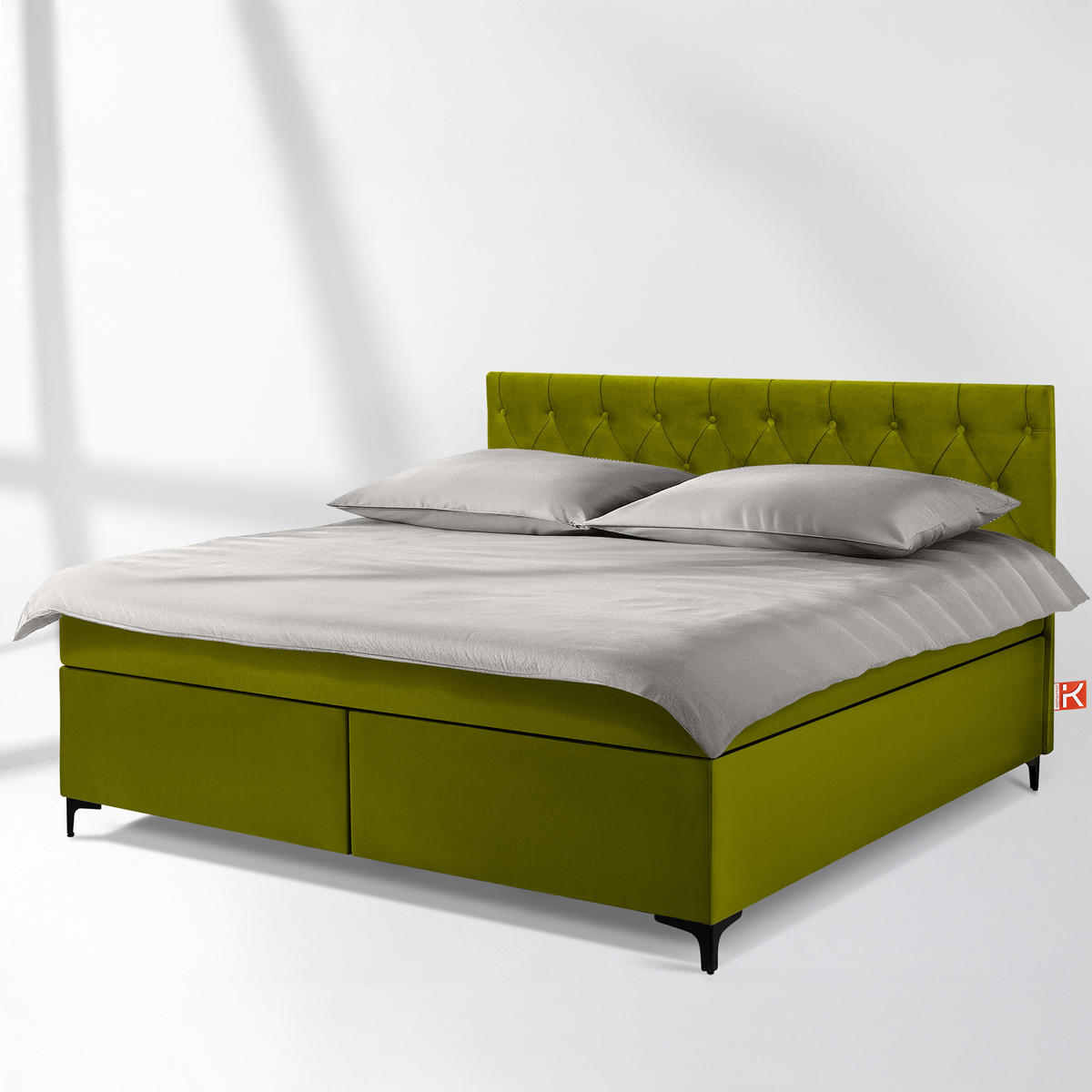 POLSTERBETT ARDEA, Oliv - Schwarz/Olivgrün, Holz/Holzwerkstoff (180/200cm) - KONSIMO®