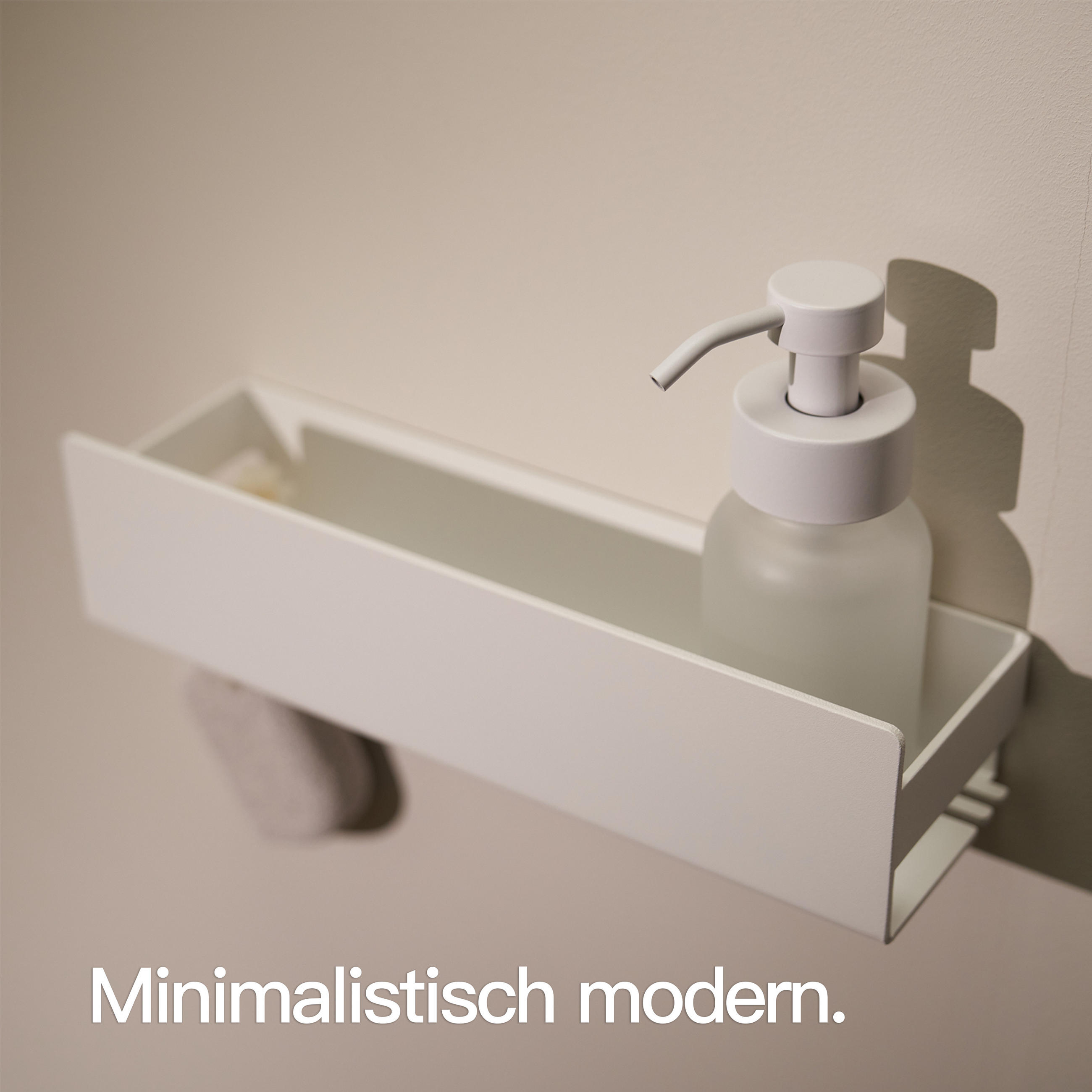 DUSCHABLAGE OHNE BOHREN Matt Weiß 30 cm - Weiß, Metall (30/8/9cm) - Designfabrik Hamburg