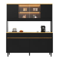 BUFFETSCHRANK 160x40x185cm LED Steckdose USB Schwarz Eiche - Schwarz, Holzwerkstoff (160/185/40cm) - FLIEKS