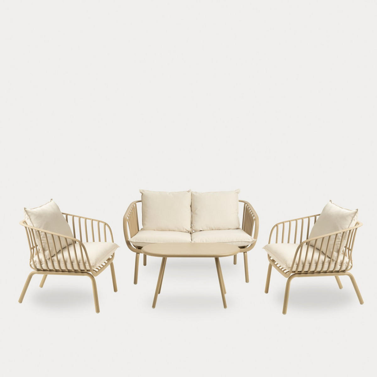 GARTENSET Madeira Beige - Beige, Metall - Kenay Home