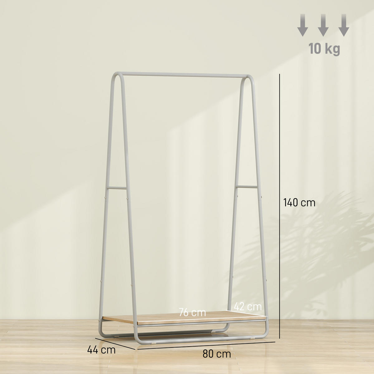 KLEIDERSTÄNDER Grau 80/44/140 cm - Grau, Metall (80/140/44cm) - PANGIVO