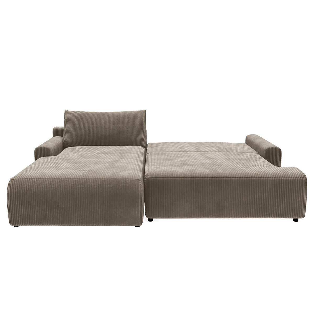 ECKSOFA mit Schlaffunktion - Longchair - Hellgrau/Schwarz, Kunststoff/Textil (253/167cm) - home24