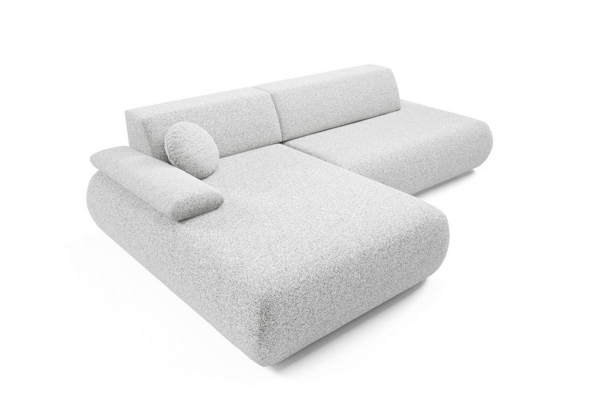 ECKSOFA DELTA L-S Hellgrau Geflochtener Stoff mit Schlaffunktion - Hellgrau, Holz (286/173.5cm) - MASSENO