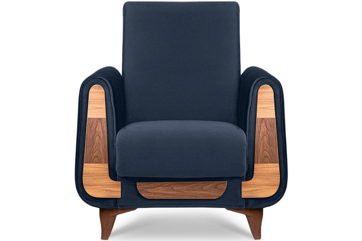 SESSEL GUSTAVO mit Armlehnen, blau - Blau/Braun, Holz/Holzwerkstoff (83/95/92cm) - KONSIMO®