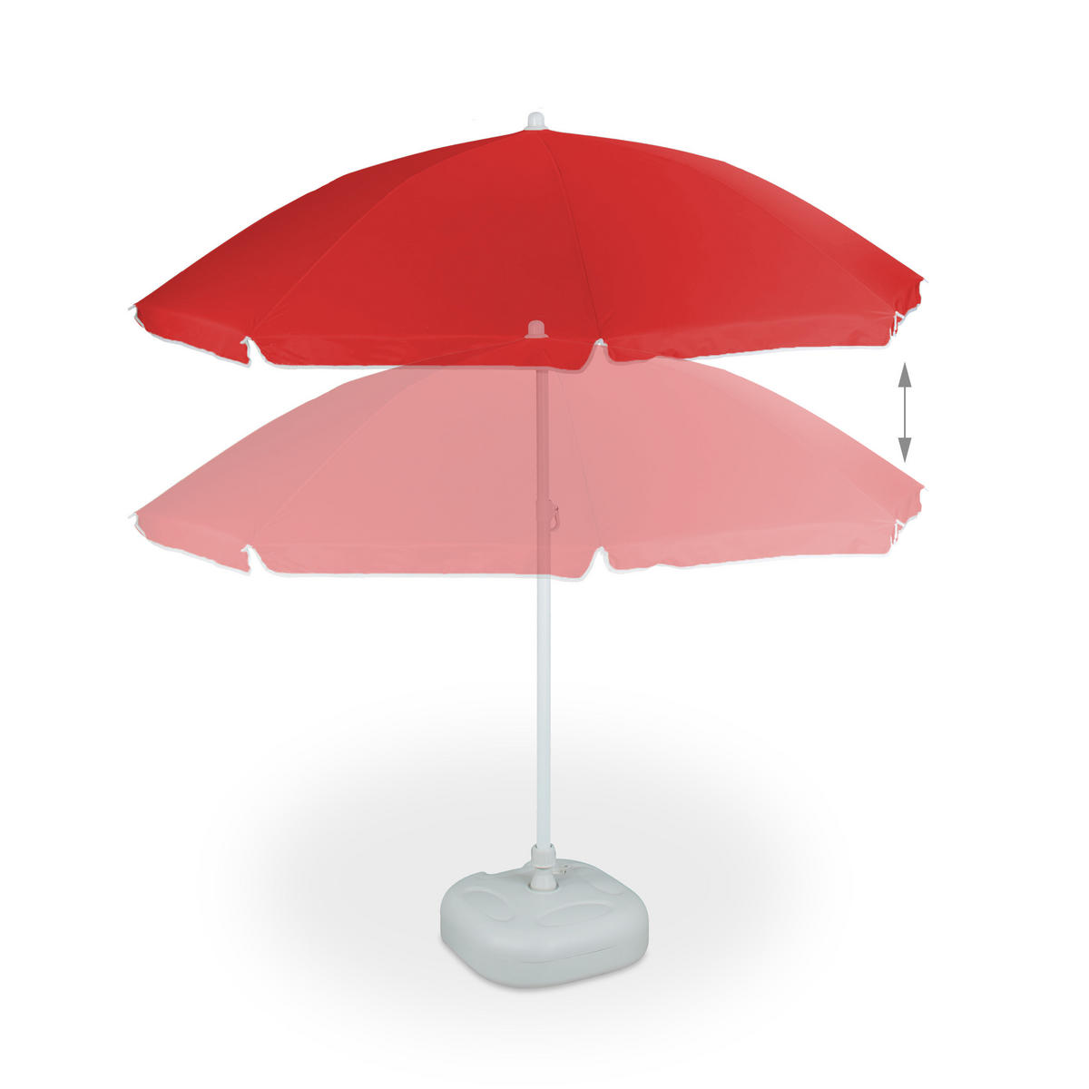 SONNENSCHIRM - Rot, Textil/Metall (180/180cm) - Relaxdays