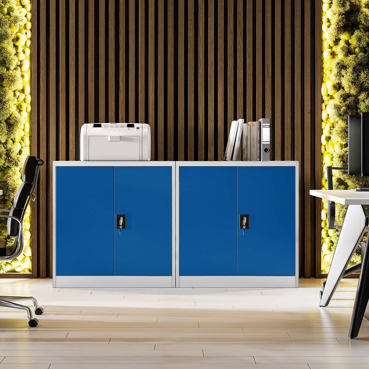 METALLSCHRANK Beata - Blau/Grau, Metall (90/93/40cm) - Jan Nowak