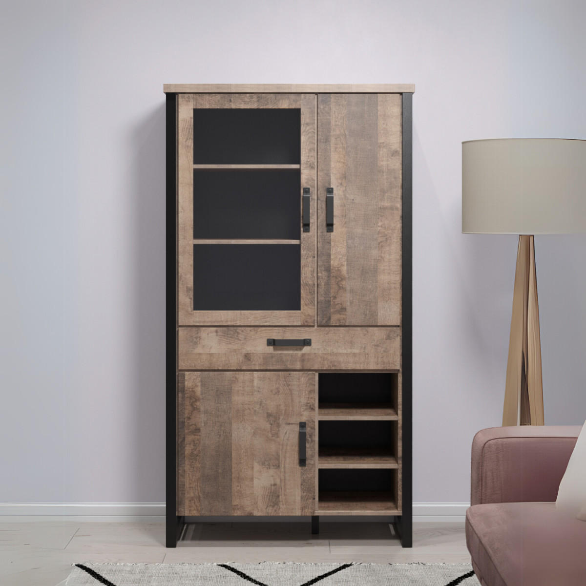 VITRINE Emile Eiche Dekor - Eichefarben, Holzwerkstoff (106/106/195cm) - ebuy24