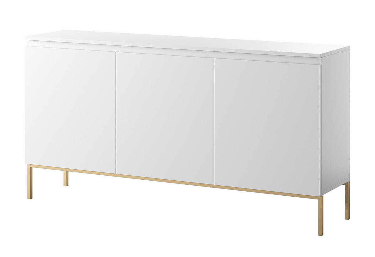 SIDEBOARD Bemmi Weiß mit goldenen Metallbeinen 150 cm - Goldfarben/Weiß, Holzwerkstoff/Metall (150/77/35cm) - Selsey