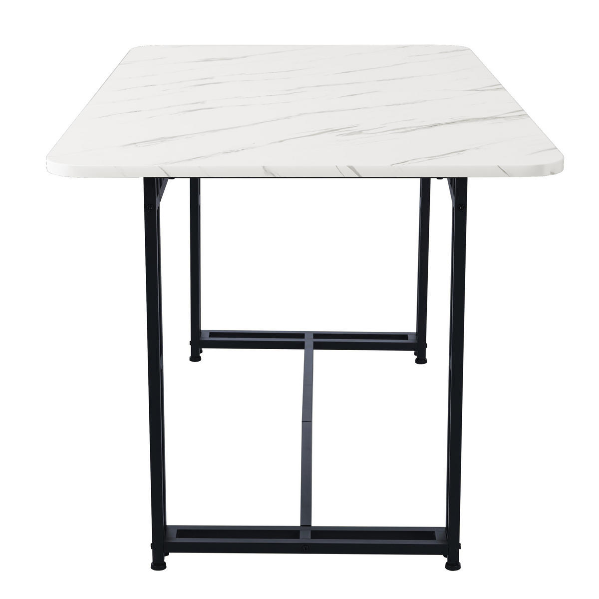 JEDÁLENSKÝ stôl 120 cm MDF čierna/biela s kovovou podnožou - biela, kompozitné drevo (120/70/74cm) - BEAOK