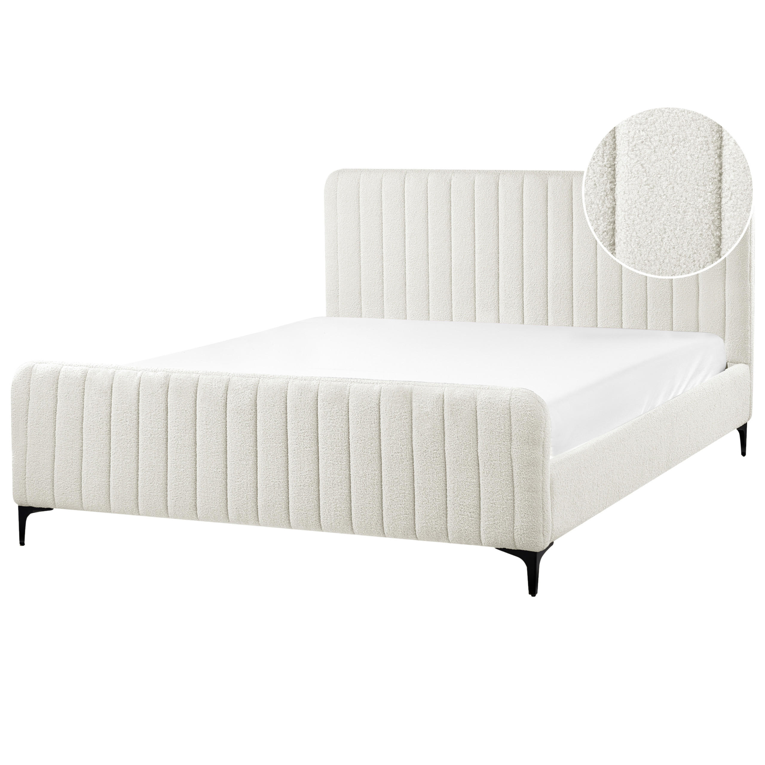 POLSTERBETT mit Lattenrost 160x200 cm Weiß Lunan - Creme, Textil (160/200cm) - Beliani