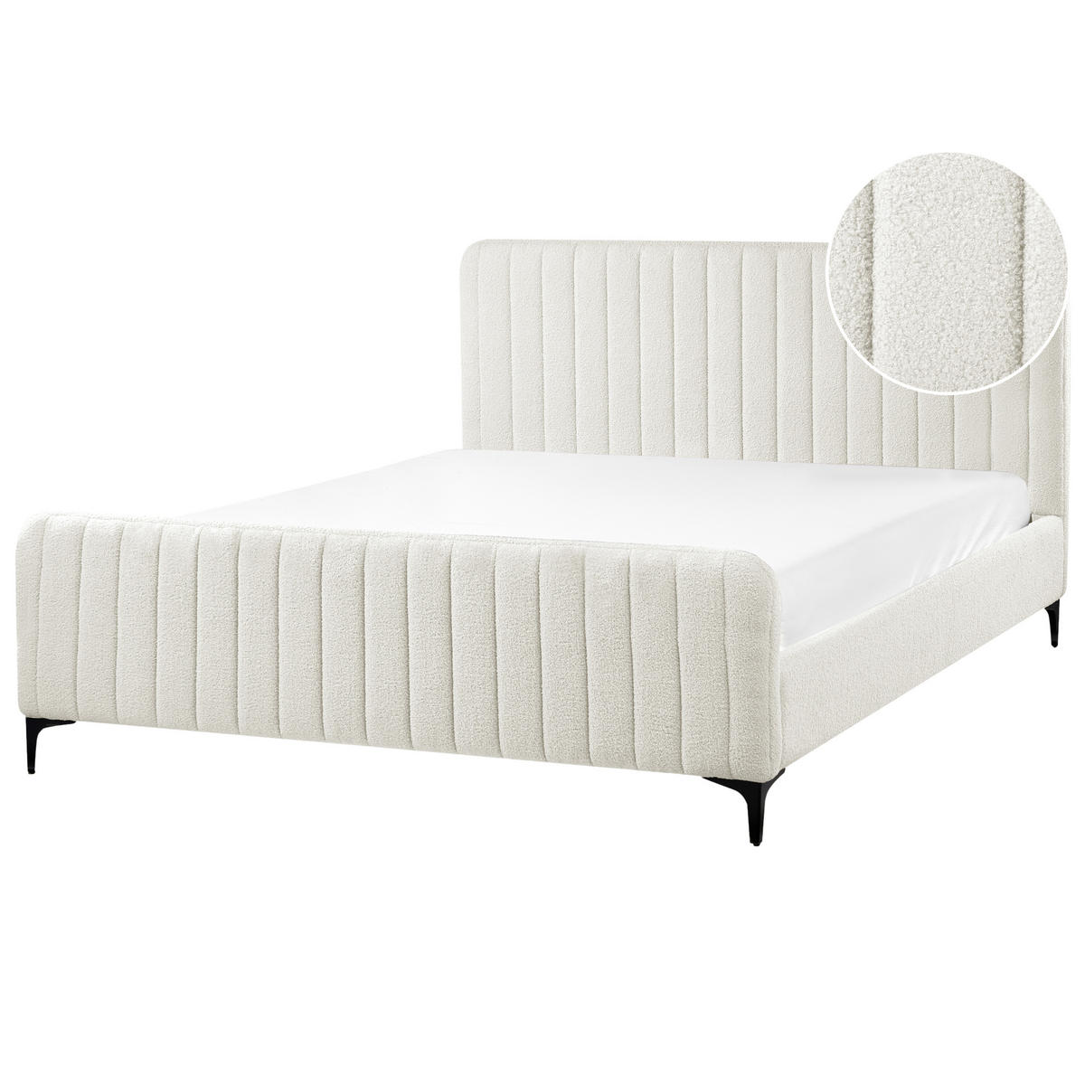 POLSTERBETT mit Lattenrost 160x200 cm Weiß Lunan - Creme, Textil (160/200cm) - Beliani