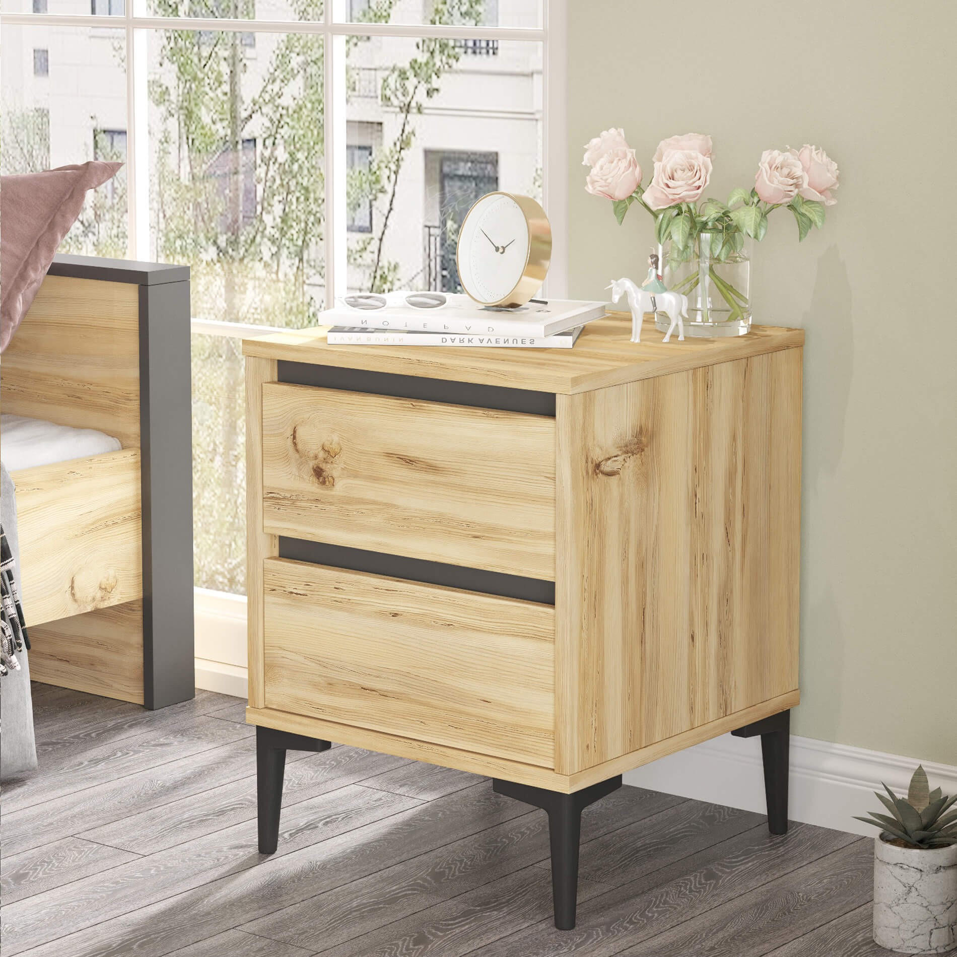 NACHTTISCH 45/45/58,5 cm - Braun, Holz (58.5/45/45cm) - Mobili Rebecca