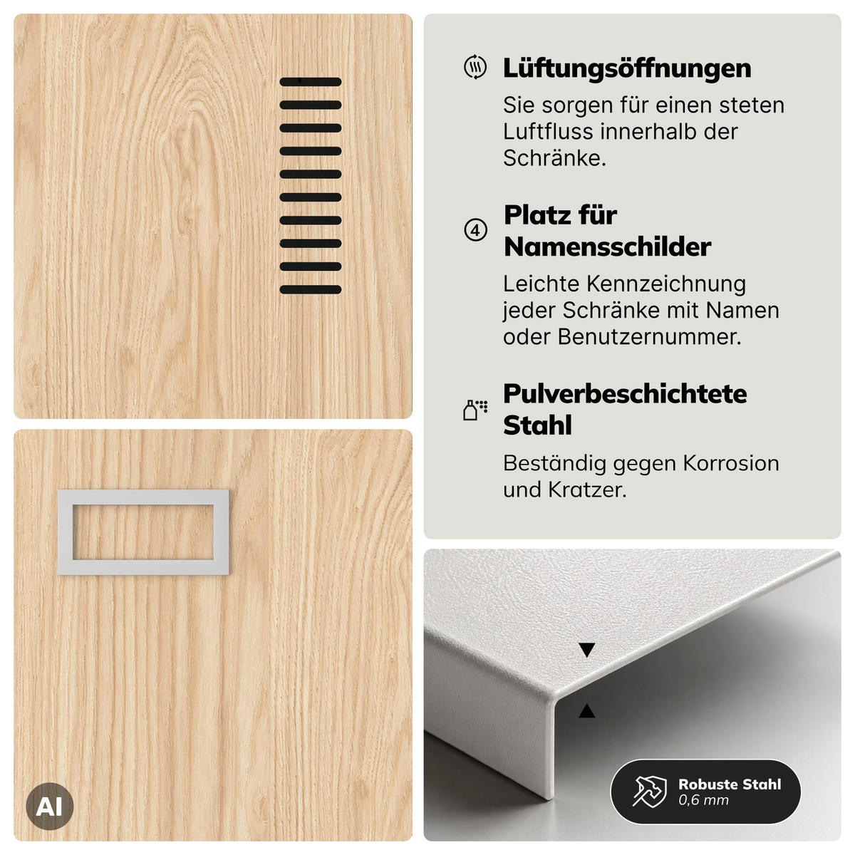 PERSONALSCHRANK KACPER 180x80x50 cm - Grau/Sonoma Eiche, Metall (80/180/50cm) - Jan Nowak