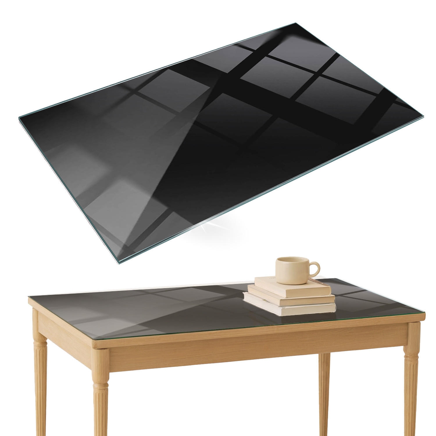 TISCHPLATTE 120x80 cm Farbe Schwarz, glatt - Schwarz, Glas (120/80/0.4cm) - TULUP