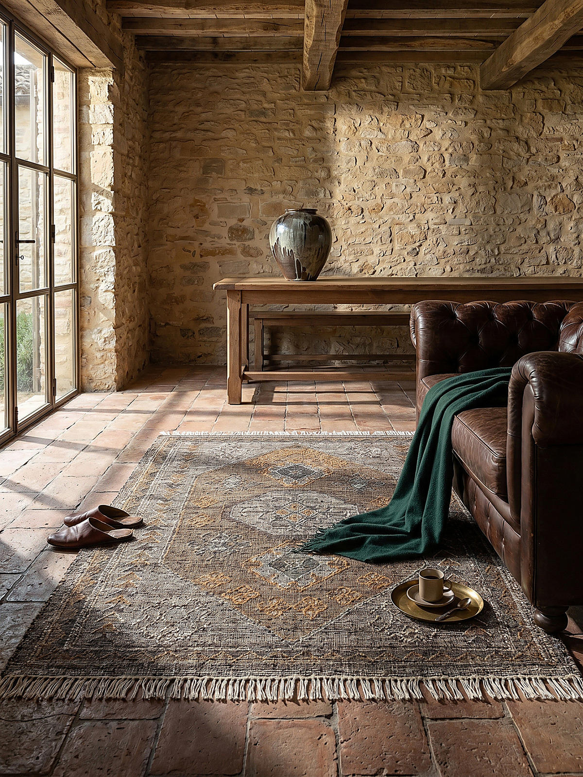 TEPPICH aus Naturfasern handgewebt BERMEO in Natur, im Vintage-Stil, aus Jute, 200 x 290 cm - Beige, Textil (200/290cm) - KADIMA DESIGN