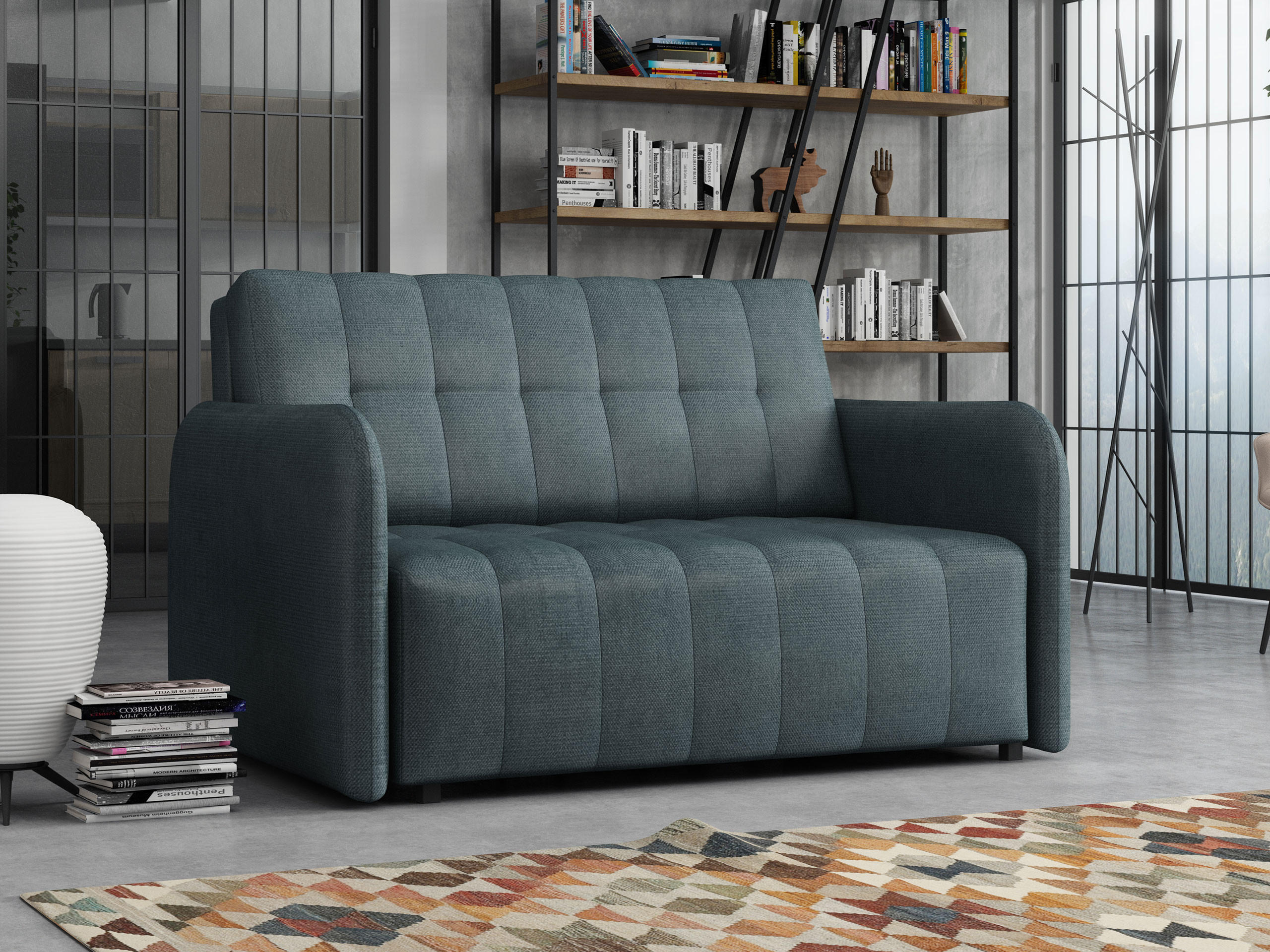 SCHLAFSOFA Viva Grand II - Blaugrau/Schwarz, Holz/Kunststoff (125/85/95cm) - MIRJAN24