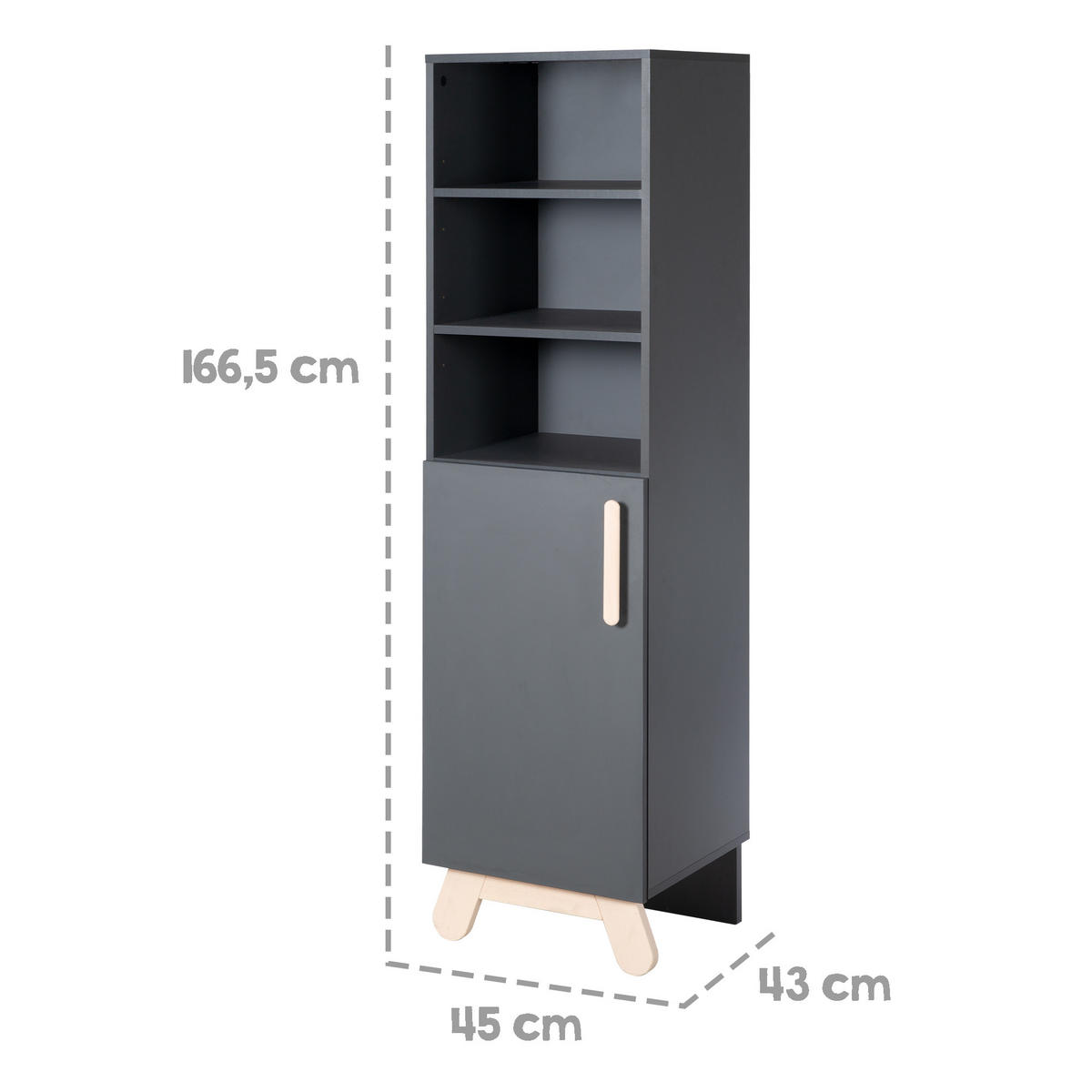 STANDREGAL Jara - Anthrazit, Holzwerkstoff (45/166.5/43cm) - Roba