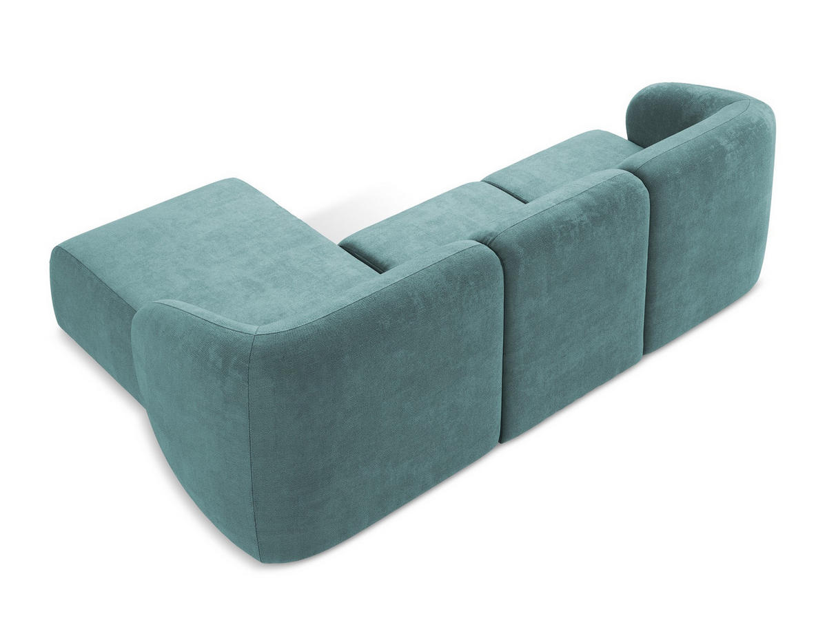ECKSOFA Rechts Chenille Stoff Blau - Blaugrau/Schwarz, Holzwerkstoff/Kunststoff (248/166cm) - Makamii