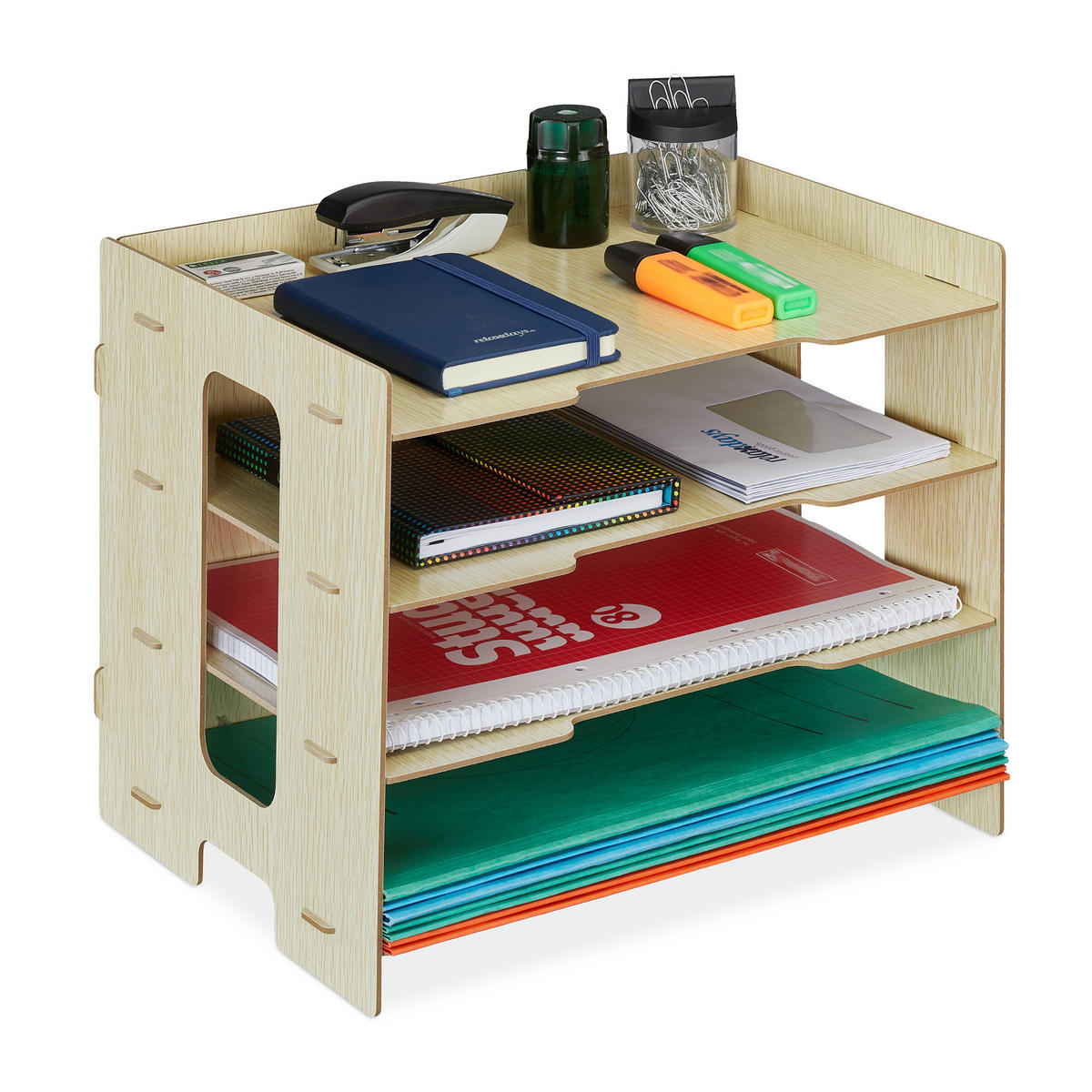 ZÁSOBNÍK na listy - svetlohnedá, kompozitné drevo (32.5/27/25cm) - Relaxdays