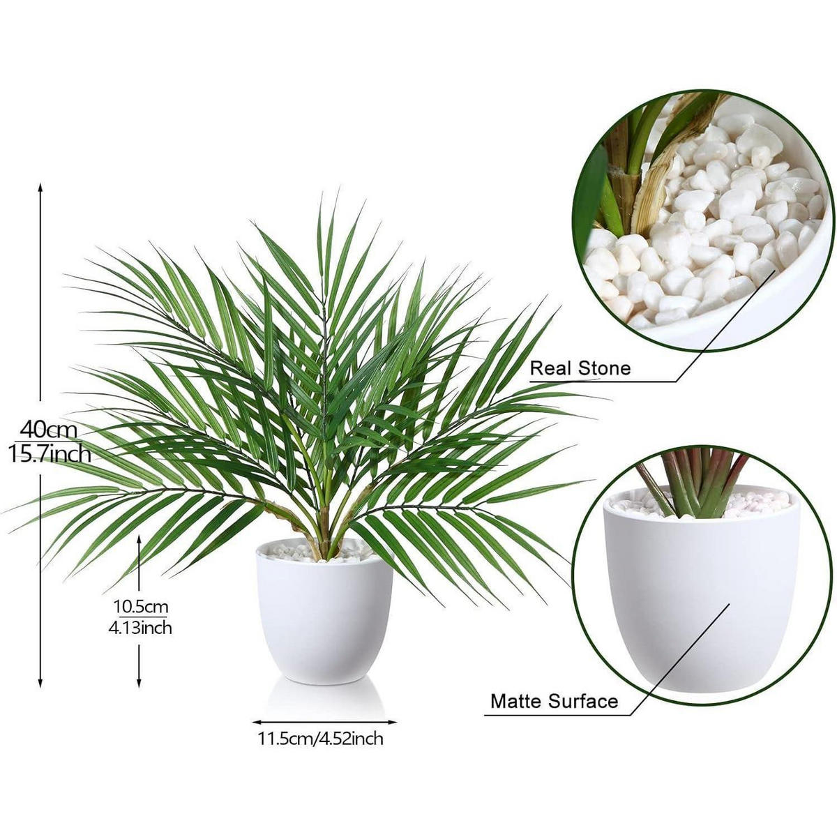 KUNSTPFLANZE Areca Palme 40 cm - Grün, Kunststoff (11.9cm)