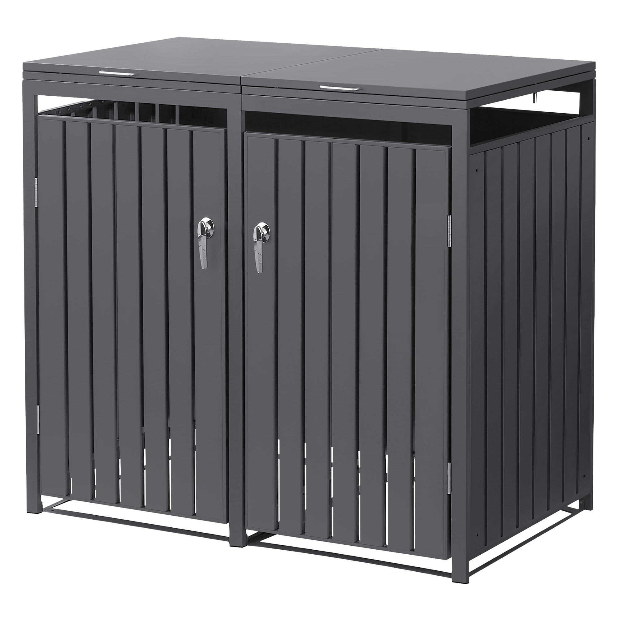 MÜLLTONNENBOX 2er Anthrazit - Anthrazit, Metall (132/120/80cm) - ML-DESIGN
