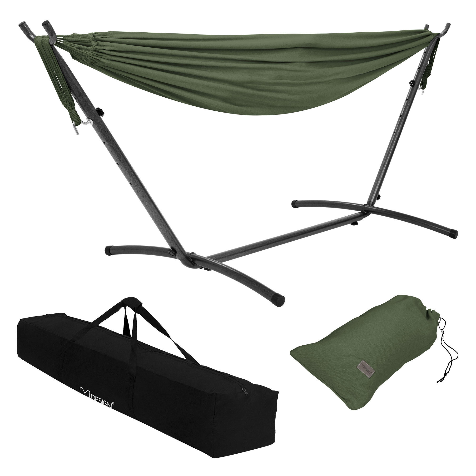 HÄNGEMATTE khaki - Grün, Metall (99/98/255cm) - ML-DESIGN