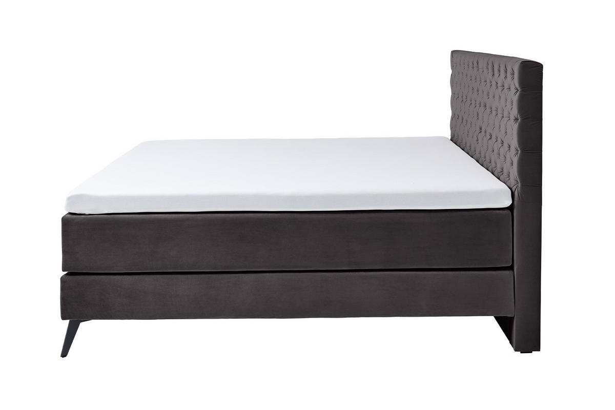 BOXSPRINGBETT SINDAR Anthrazit Webstoff - Anthrazit/Schwarz, Textil (160/200cm) - KAWOLA
