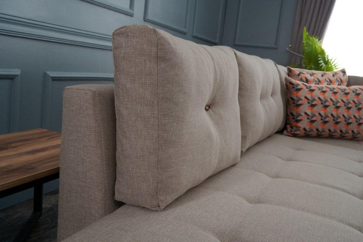 ECKSOFA mit rollbarer Schlaffunktion - Beige/Walnussfarben, Holzwerkstoff/Kunststoff (206/280cm) - myHomelando
