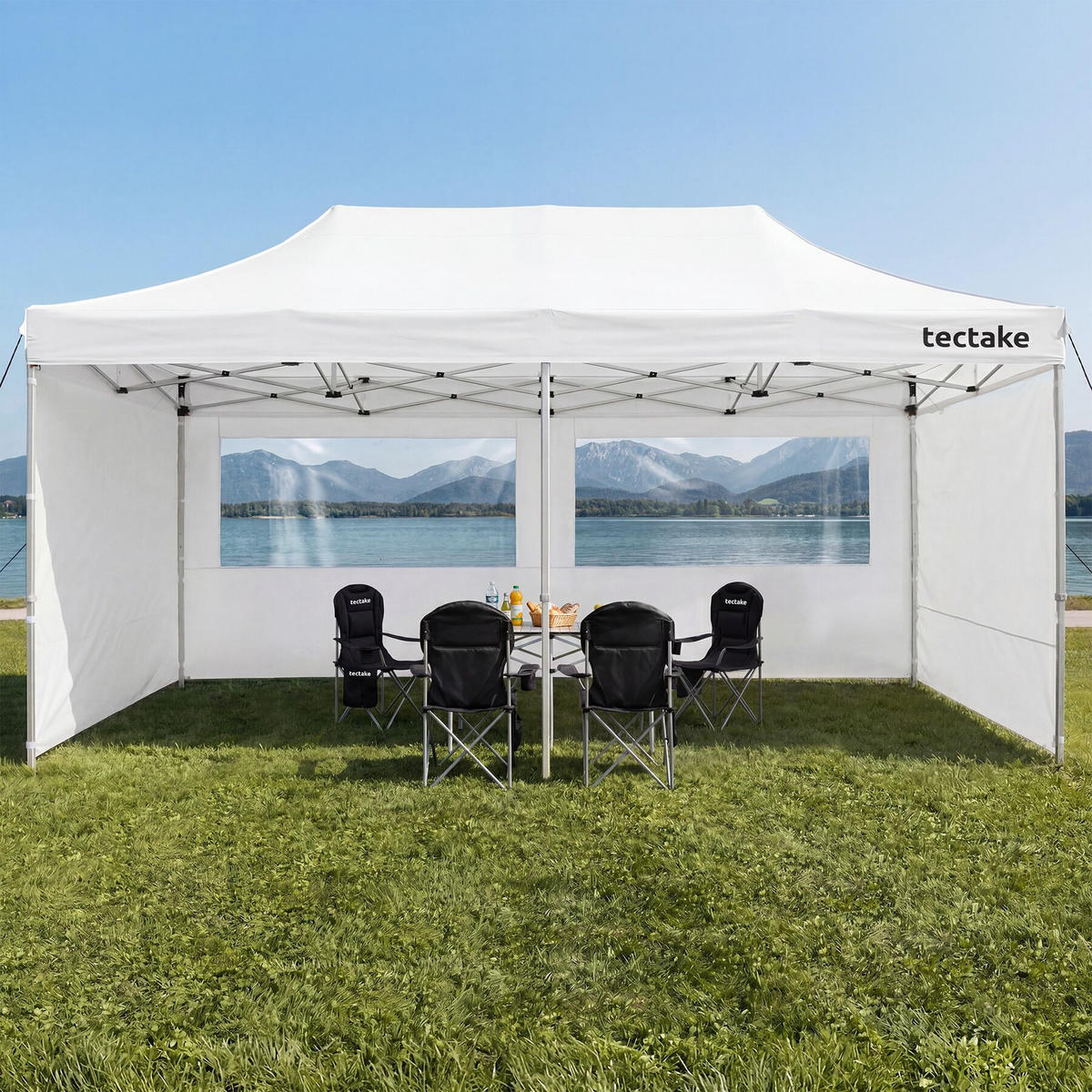 FALTPAVILLON aus Aluminium Viola, inklusive Spannseilen, Heringen und Tragetasche, weiß - Weiß, Kunststoff (300/316/600cm) - tectake