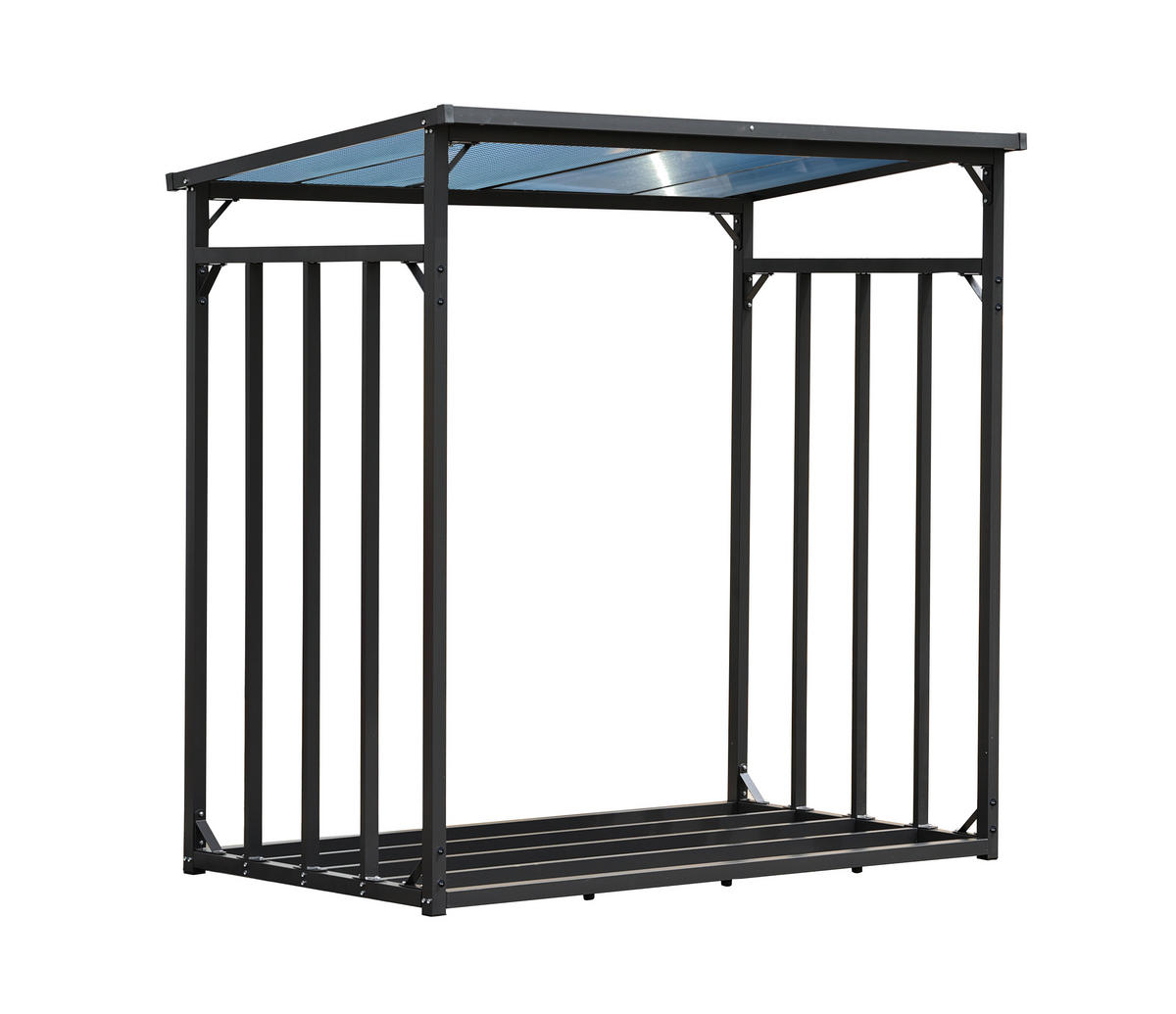 KAMINHOLZREGAL Außen XXXL 185x100x185 cm Metall Anthrazit mit Wetterschutz 3,5 m³ / 5 SRM - Anthrazit/Schwarz, Metall (185/185/70cm) - QUICK STAR