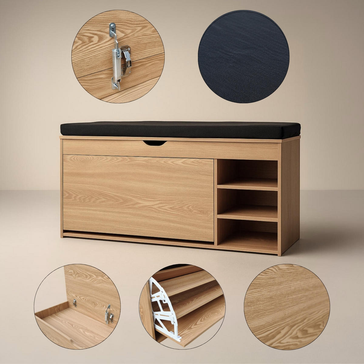 SCHUHSCHRANK Gradia 100/34/50 cm Sitzfläche ausziehbar - Braun, Holzwerkstoff (34/50/100cm) - BOXIMO