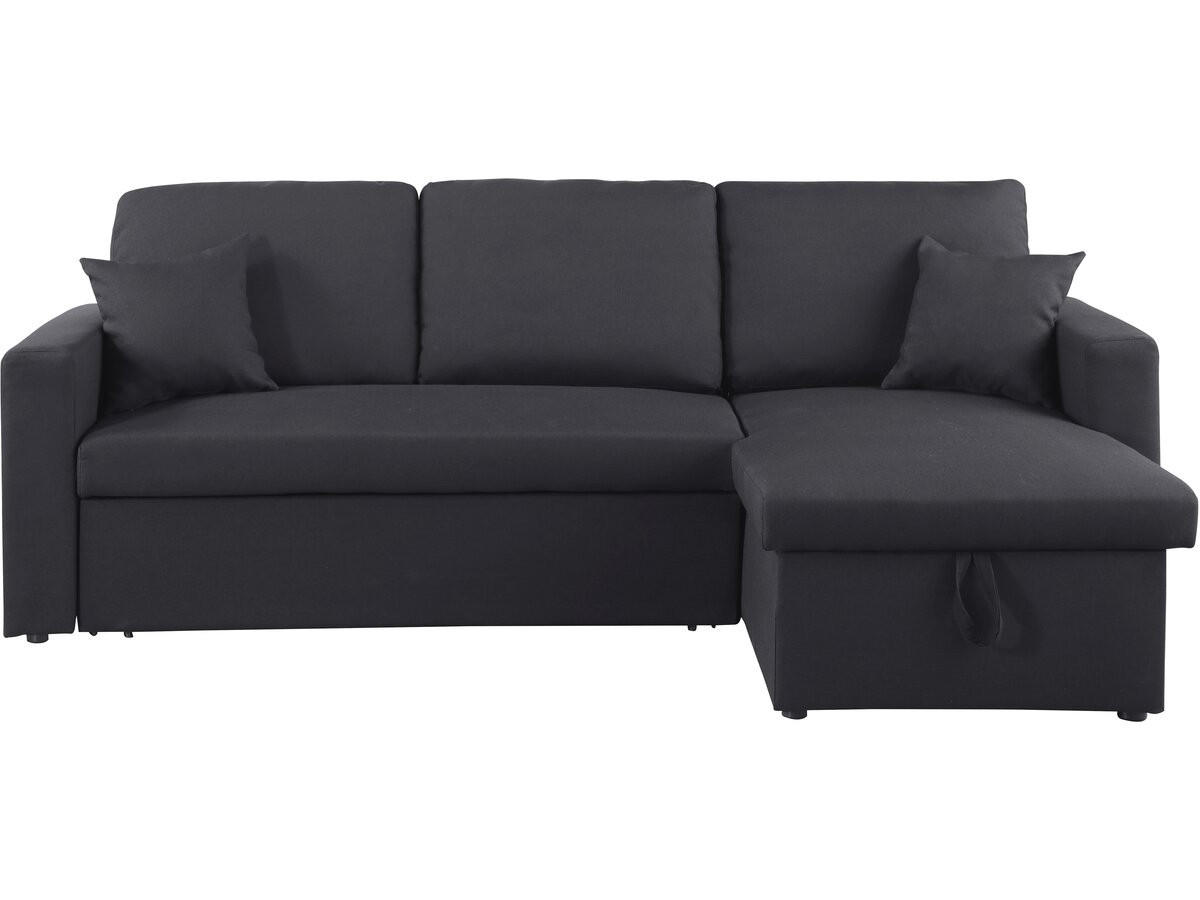 ECKSCHLAFSOFA Alain Schwarz - Schwarz, Textil (221/145cm) - Habitat Garten