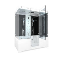 BADEWANNE mit Tür Dusche K88-SW-EH-C-EA Duschtempel - Schwarz, Glas/Kunststoff (100/228/180cm) - AcquaVapore by Sandra Jentho