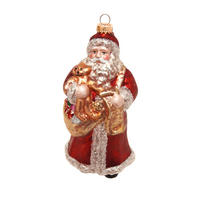 CHRISTBAUMSCHMUCK Santa Nostalgie mit Korb Rot 17cm (Glas / 1 Stk.) - Rot, Glas (6/17/8cm) - Krebs Glas Lauscha
