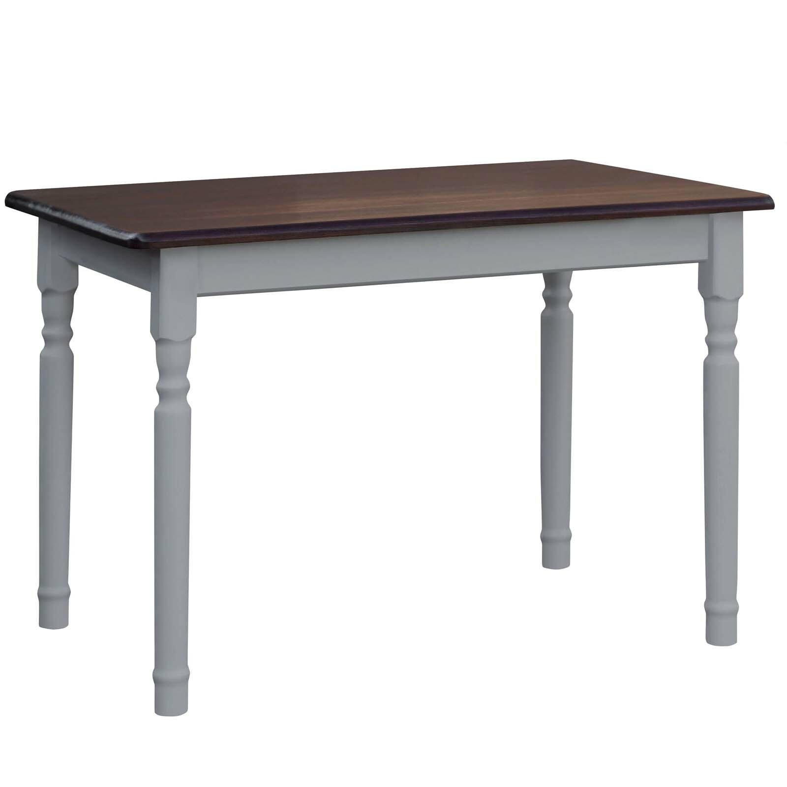 KOMA Esstisch KM708650 aus massivem Kiefernholz, 130 × 70 cm, Grau / Nussbaum gebeizt - Grau, Holz (70/75/130cm) - Koma