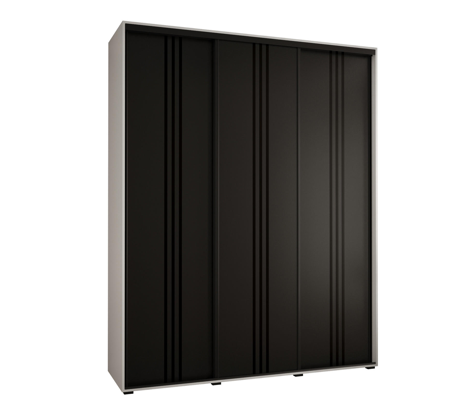 Abiks Möbel Schwebetürenschrank Weiß, Schwarz, Schwarz 190x235x45 cm
