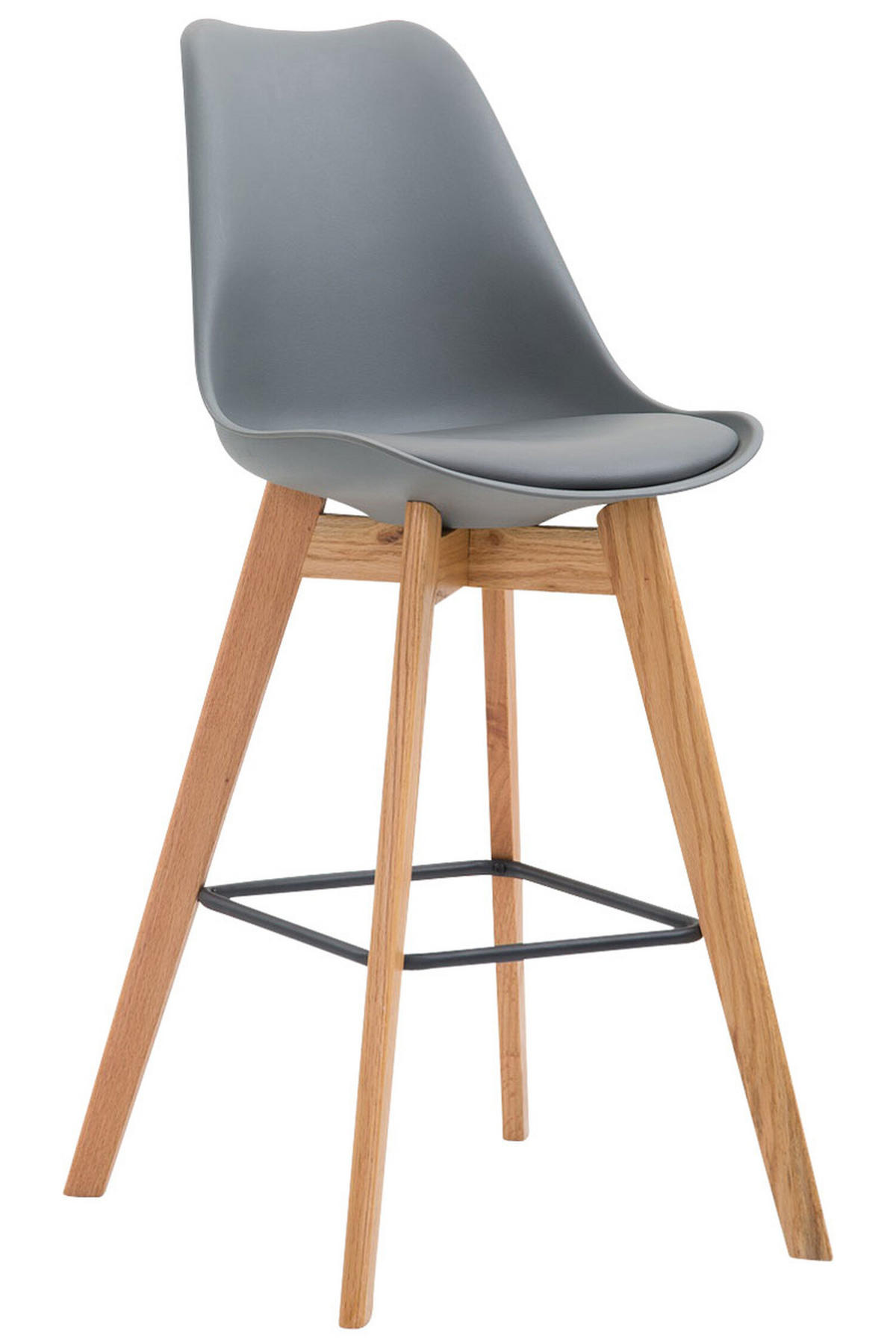 BARHOCKER Medoc, Gestell Natura, Kunstleder Grau - Naturfarben/Grau, Holz/Kunststoff (48/100/56cm) - TPFLiving