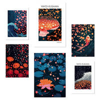 POSTER Set Mit 6 Yayoi Kusama Pilz Ola Japanische Dunkle Farben A3 & A4 Rahmenlos - Klar, Papier (29/3cm) - Nacnic