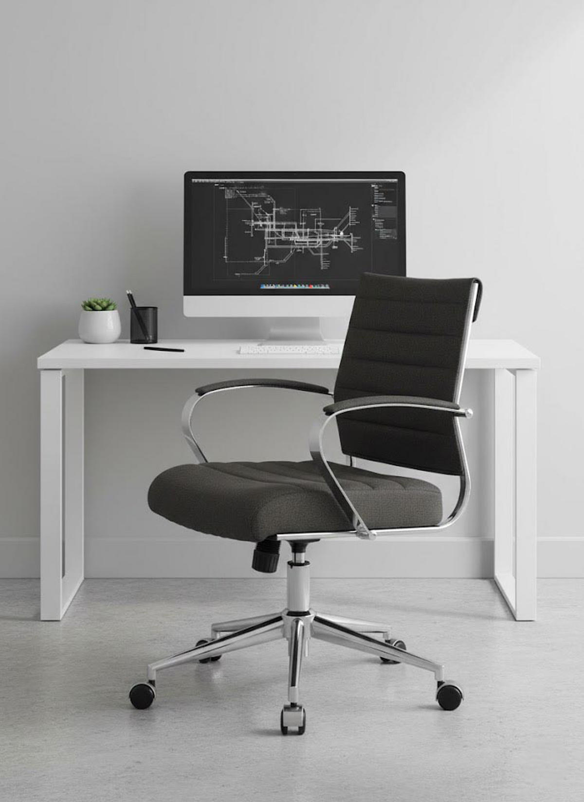 BÜROSTUHL Rynex Stoff dunkelgrau - Chromfarben/Dunkelgrau, Textil/Metall (57/100/62cm) - TPFLiving