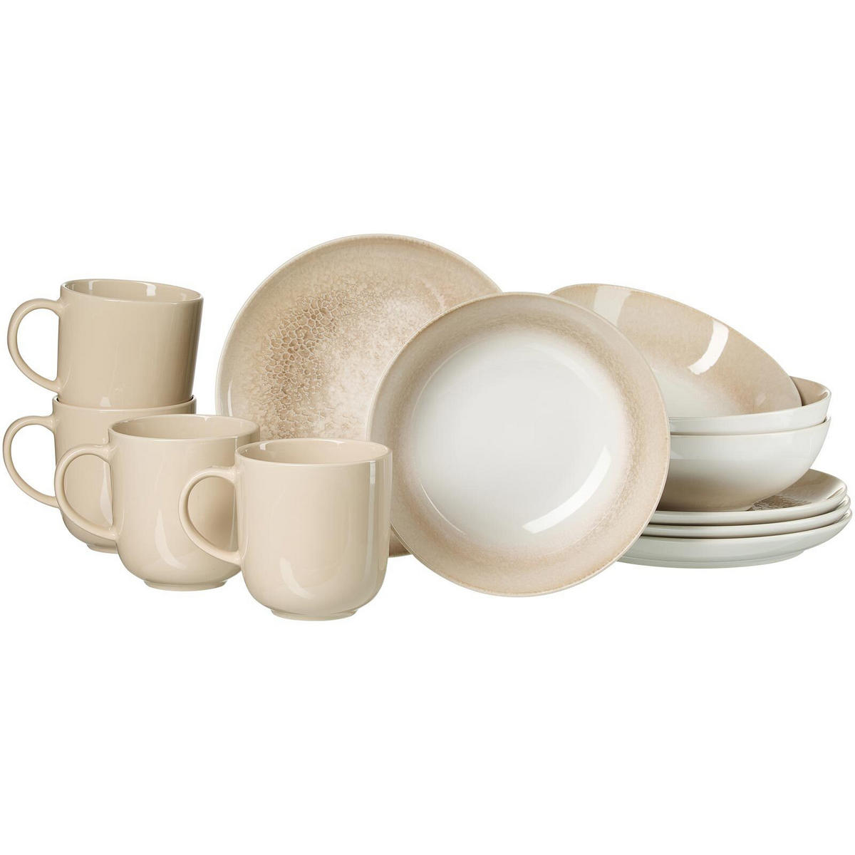 FRÜHSTÜCKS-SET Savora braun 12er Set - Braun, Keramik (1/1/1cm) - Ritzenhoff Breker