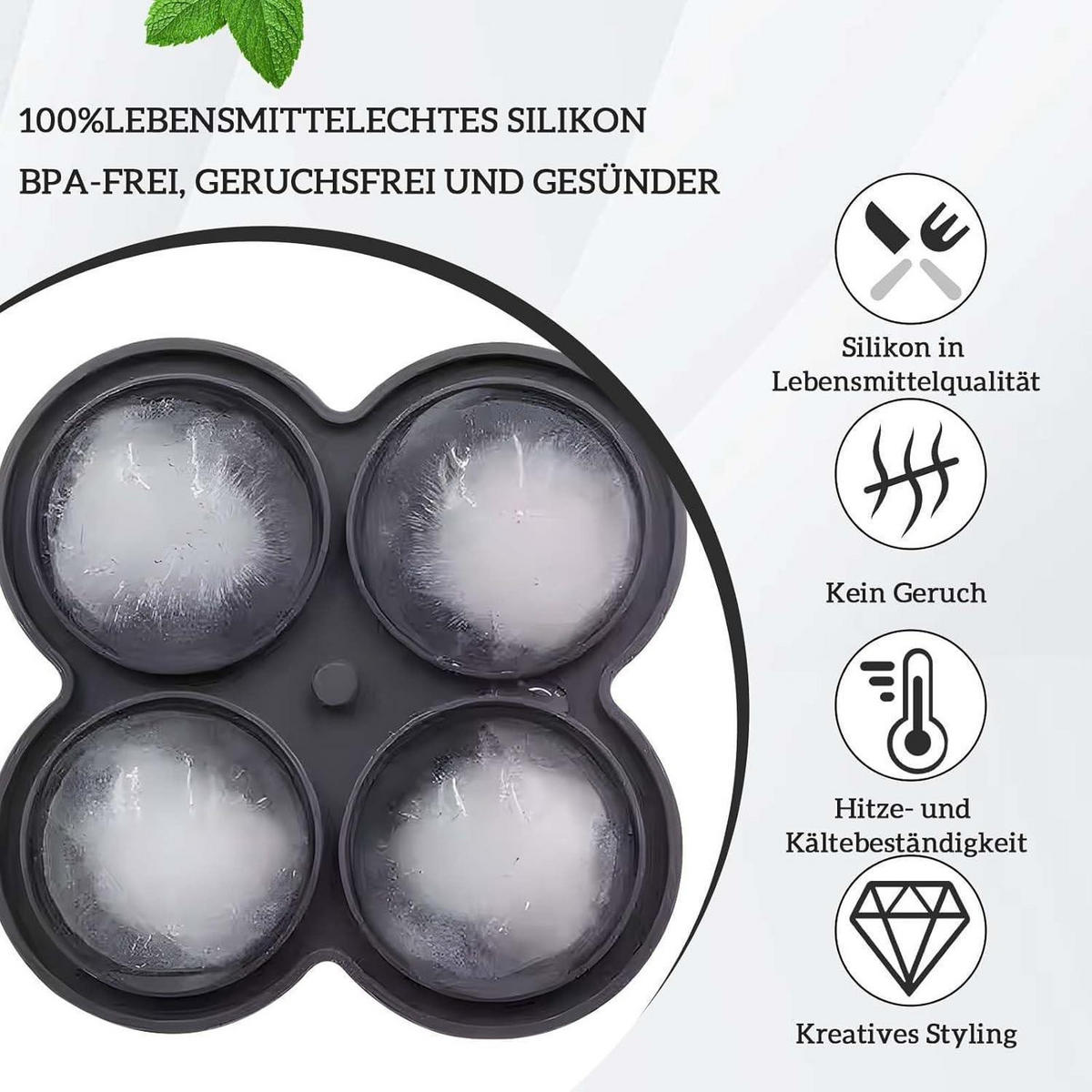 EISWÜRFELFORM 2er-Set Silikon 6 cm rund - Multicolor, Kunststoff (15.8/6/15.8cm)