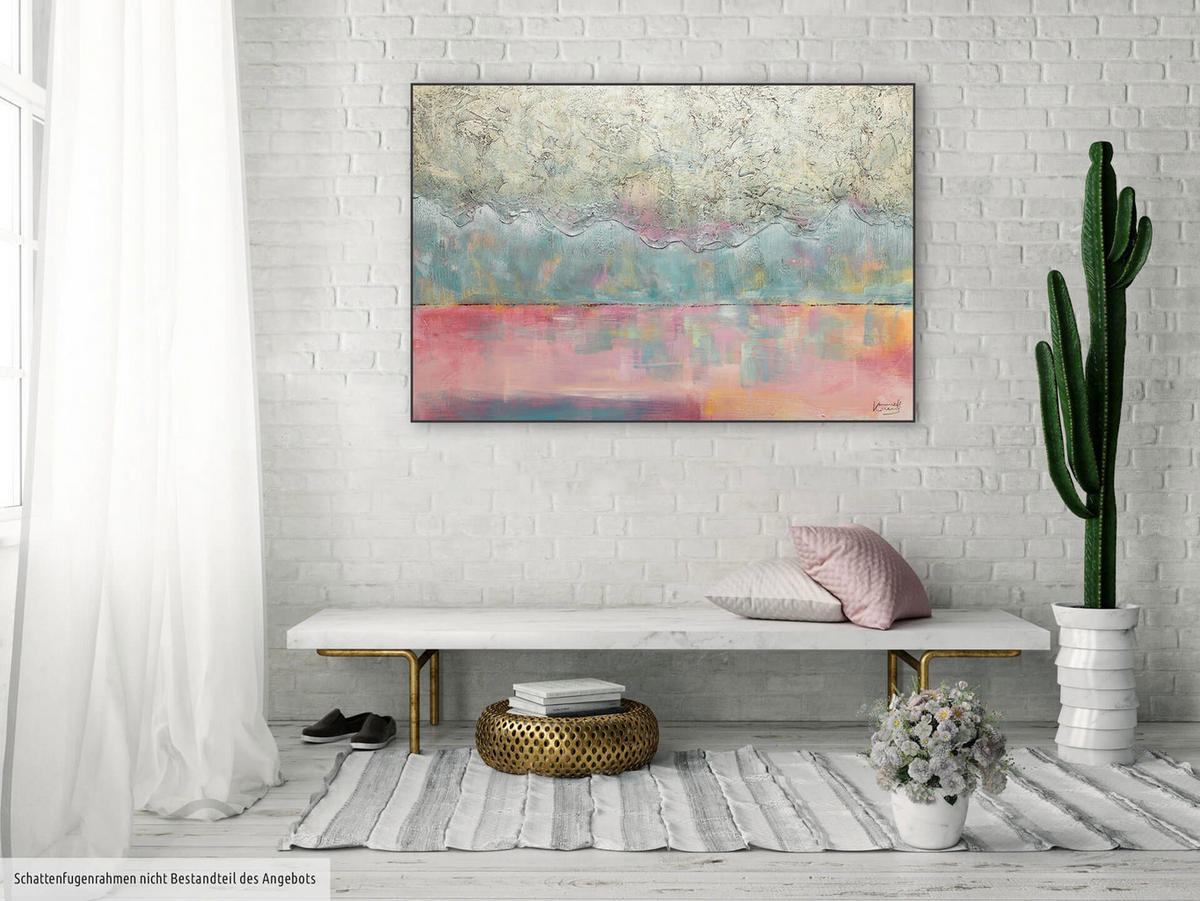 ÖLGEMÄLDE 120/80 cm - Türkis/Beige, Holz/Textil (2.08/80cm) - KUNSTLOFT