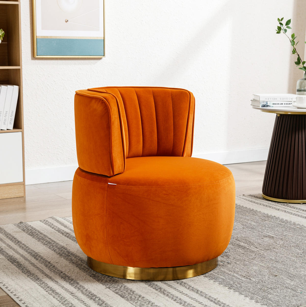 STUHL, Samt, 360° drehbar, 62,5/62/69,5 cm, Orange - Orange, Textil (62/69.5/62.5cm) - Redom