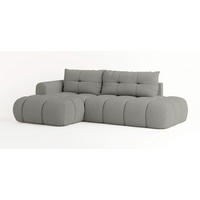 ECKSOFA FLUMA L-S Hellgrau Boucle-Stoff mit Schlaffunktion - Hellgrau, Holz (274/165cm) - MASSENO