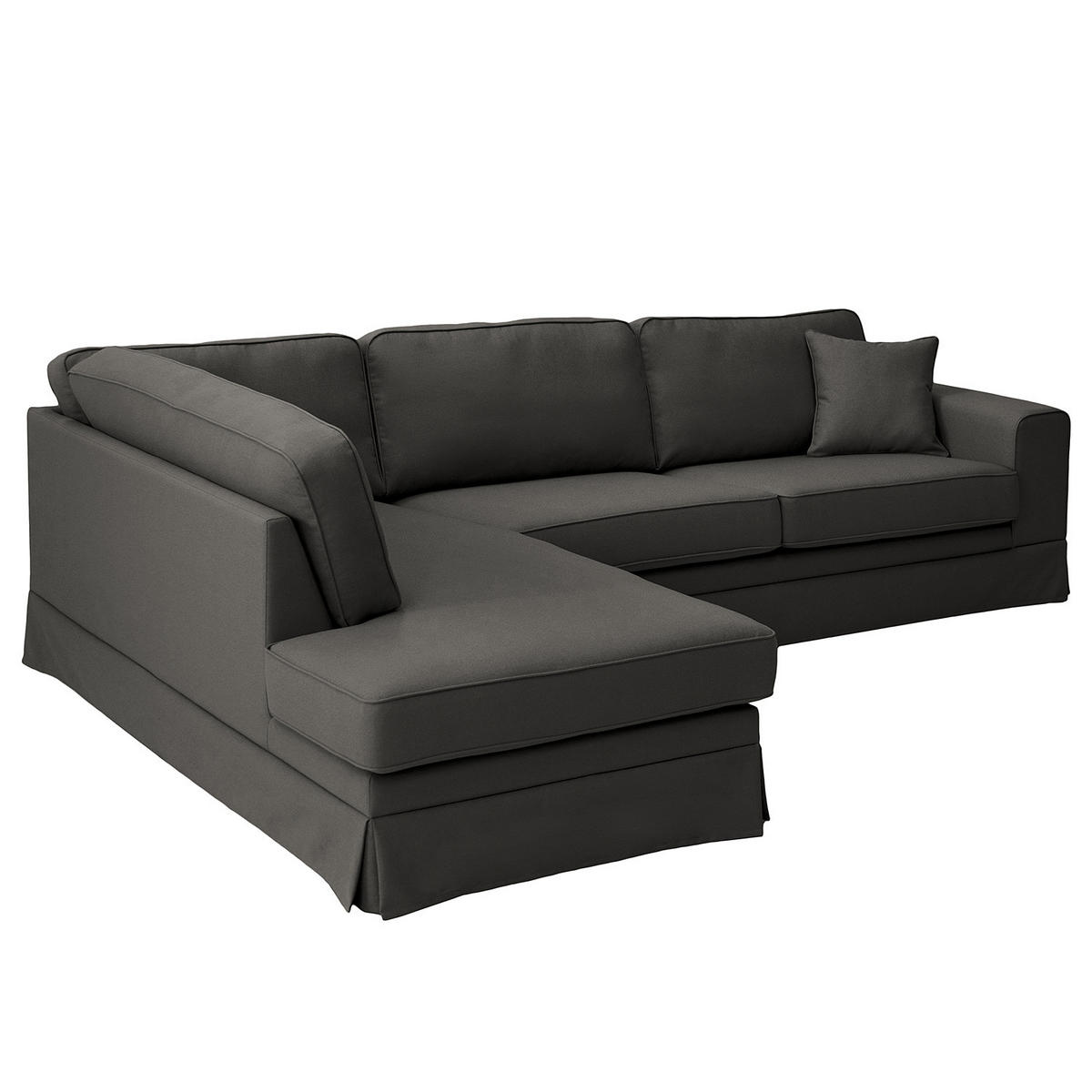 ECKSOFA mit Husse - Ottomane, Webstoff - Anthrazit/Schwarz, Kunststoff/Textil (297/210cm) - home24