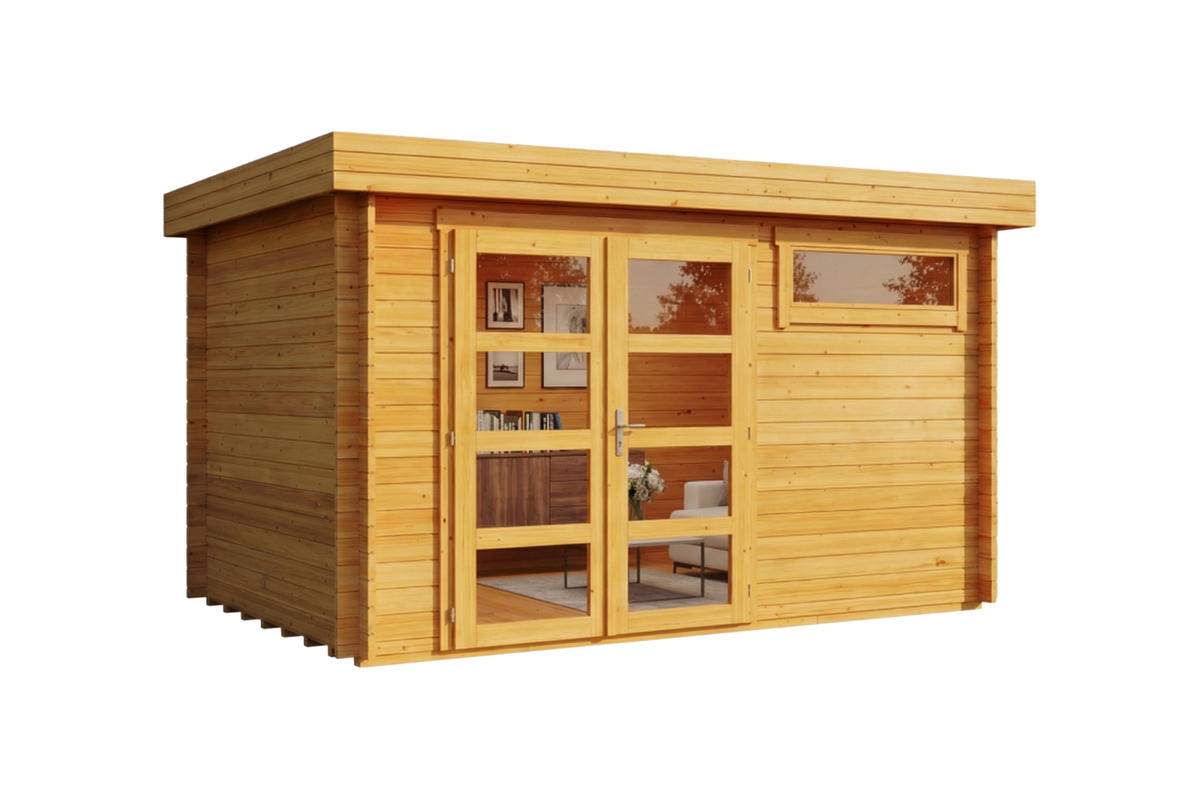 GARTENHAUS Komplettset - Leandro - Pinienfarben, Holz (394/217/268cm) - Alpholz